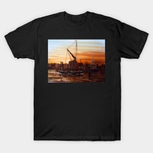 SAILING BARGE PASSING ST MARY'S CHURCH ROTHERHITHE LONDON T-Shirt